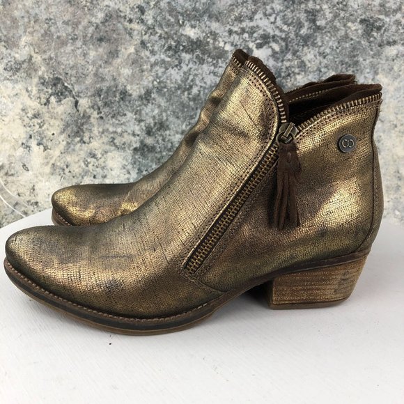 Coque Terra Women's SIze 40 Gold Metallic Zipper Detail Block Heel Ankle Booties - Picture 3 of 15
